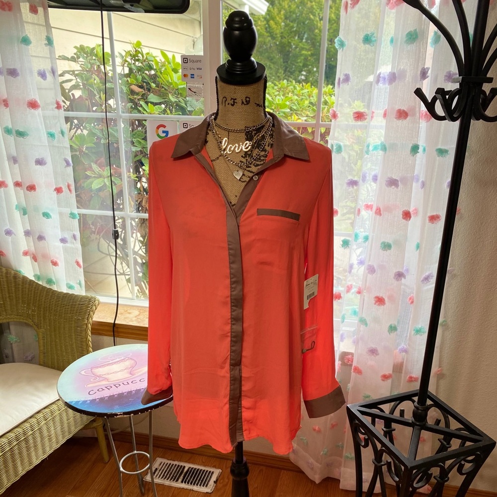 Free People Hot Peach blouse medium.